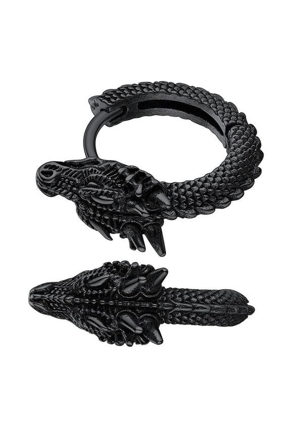 Stylish Unisex Dragon Hoop Earrings Fashionable Punk Hip Hop Ear Rings Stainless Steel Earwear Fashion Party Accessory