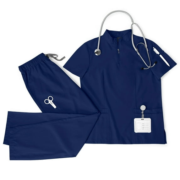 Stylish Unisex Workwear Set Scrubs for Doctors & Nurses - Easy Care, Anti-Wrinkle & Functional with Multiple Pockets