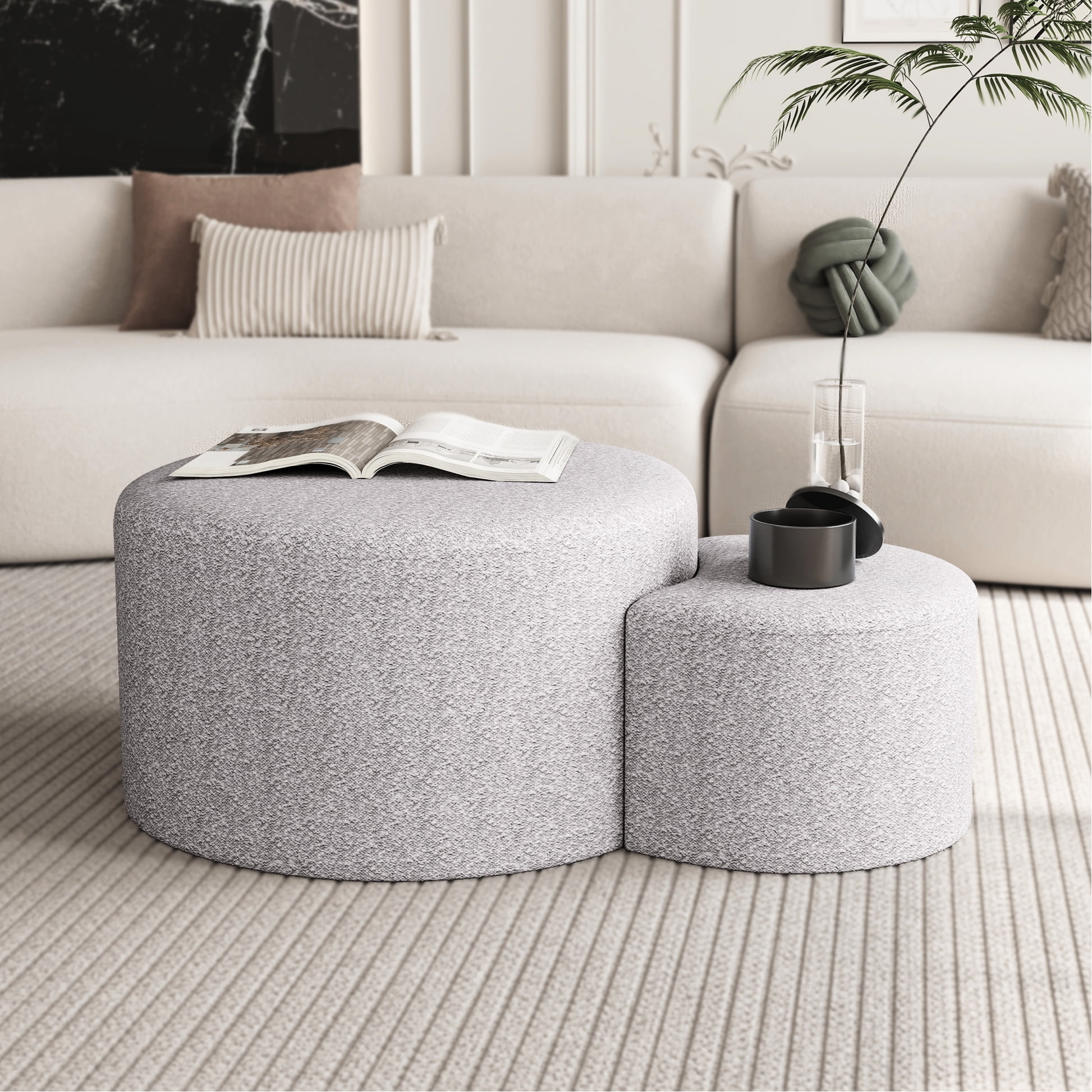 Stylish Upholstered Nesting Tables - Beige Foam Padding For Office ...
