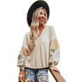 thumbnail image 1 of Stylish V Neck Blouse with Polka Dots and Palm Leaves - Perfect for Casual Wear | [ZhiHiMeRi] | (US 16-18)XL, 1 of 6