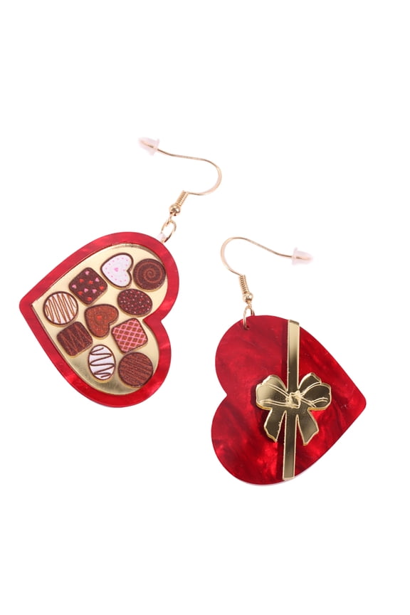 Stylish Valentine's Day Gift Box Heart Earrings Acrylic Earring Couple Jewelry Trendy Present for Anniversaries