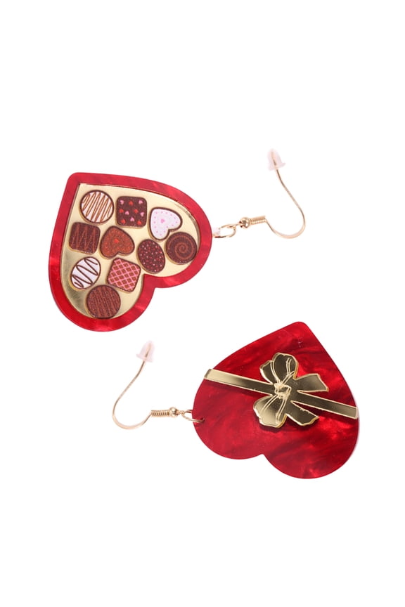 Stylish Valentine's Day Gift Box Heart Earrings Acrylic Earring Couple Jewelry Trendy Present for Anniversaries