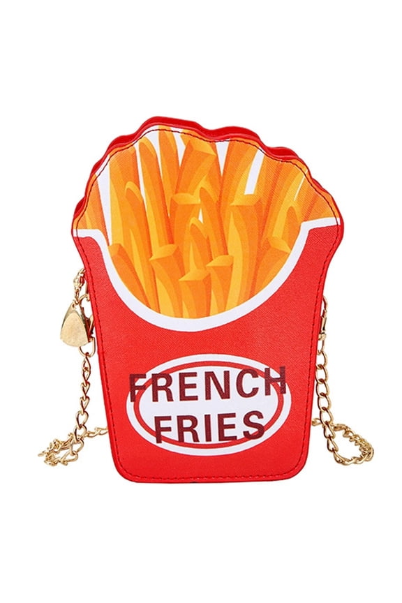 [Stylish Vegan Crossbody Bag] Hamburger Crossbody, PU Leather Purse Popcorn Cute Purse Small Shoulder Bag | French Fries Shape Cute Mini Phone Purse With Card Slot | Fashionable Shoulder Bag