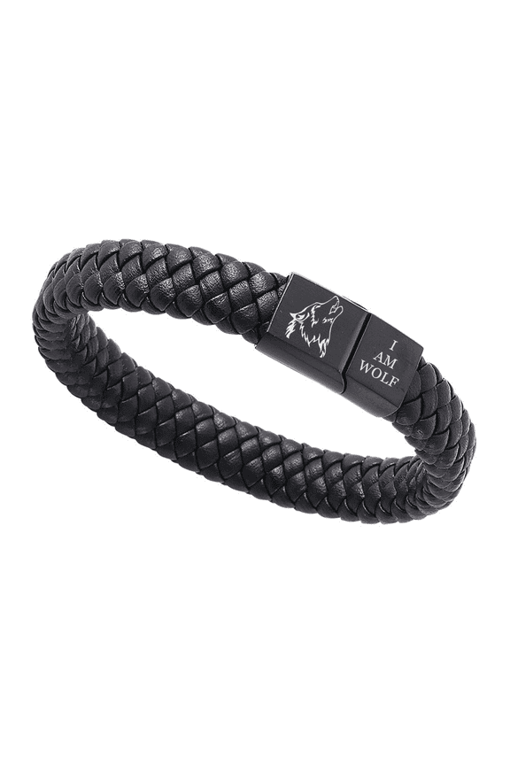 Stylish Viking Wolf Leather Bracelet with Magnetic Clasp Inspirational I am Wolf Wolves Spirit Cuff Bangle Wolf Lover Jewelry for Wolf Fans Gifts