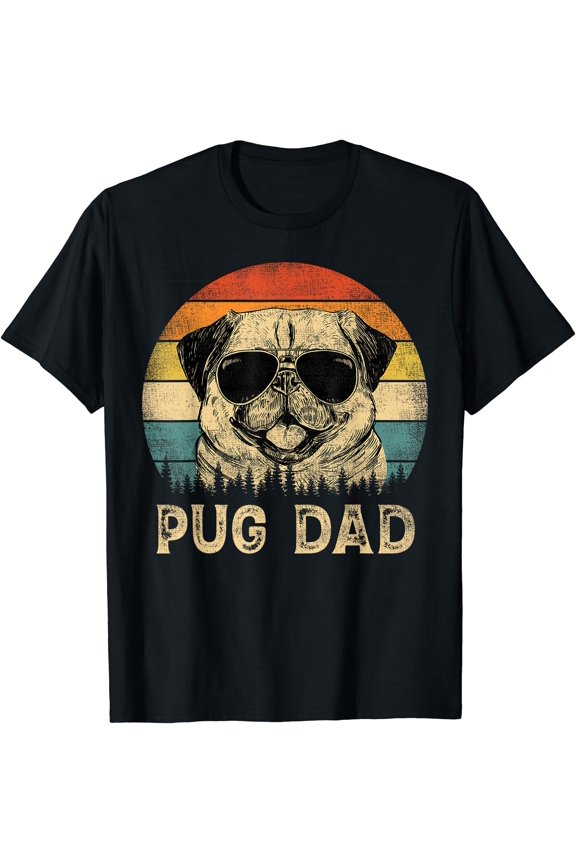 Stylish Vintage Pug Dad Dog Lover T-Shirt for Father's Day Pet Owner Gift
