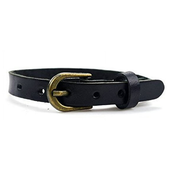 Stylish Vintage Retro Leather Buckle Strap Adjustable Bracelet - black color