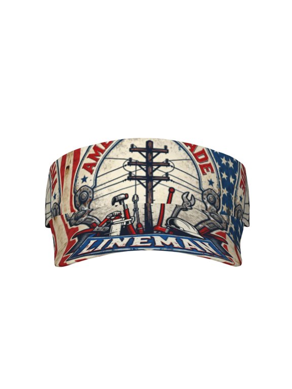 Stylish Visor Cap America Made Lineman Sun Hat for Women Men Running, Beach, Golf, Tennis