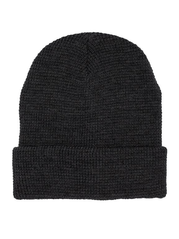 Stylish Waffle Knit Cuff Beanie - Warm & Versatile Winter Hat For Mens Womens, Charcoal