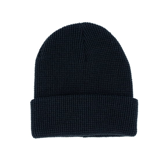 Stylish Waffle Knit Cuff Beanie - Warm & Versatile Winter Hat For Mens Womens, Navy