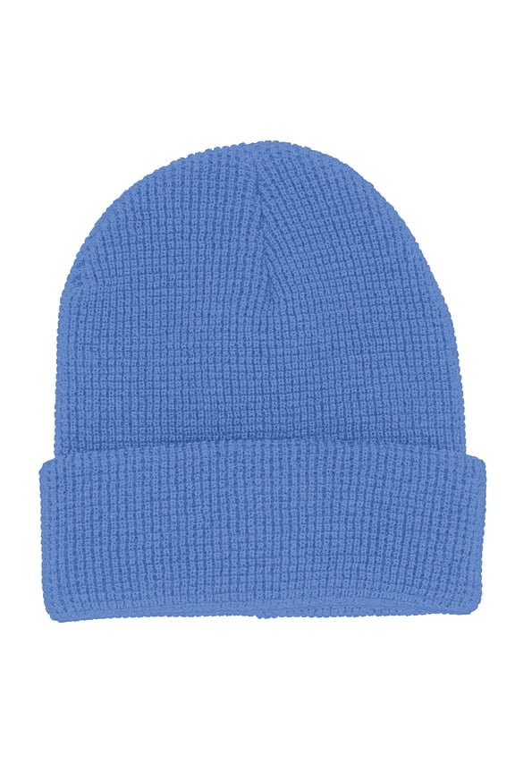 Stylish Waffle Knit Cuff Beanie -  Warm & Versatile Winter Hat For Mens Womens, Sky Blue