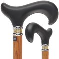 thumbnail image 1 of Stylish Walking Sticks – Black Leather Wrapped Derby Walking Cane with Leather Shaft and Two Tone Collar – Colorful Best Gift for Men and Women Light Weight & Safe to Walk, 1 of 8