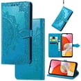 thumbnail image 1 of Stylish Wallet Case for Motorola Moto G 5G 2023, Floral Embossed PU Leather Magnetic Closure Kickstand Card Slots Wrist Strap Phone Cover for Motorola Moto G 5G 2023, Blue, 1 of 5