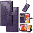 thumbnail image 1 of Stylish Wallet Case for Motorola Moto G Play 2023, Floral Embossed PU Leather Magnetic Closure Kickstand Card Slots Wrist Strap Phone Cover for Motorola Moto G Play 2023, Purple, 1 of 5