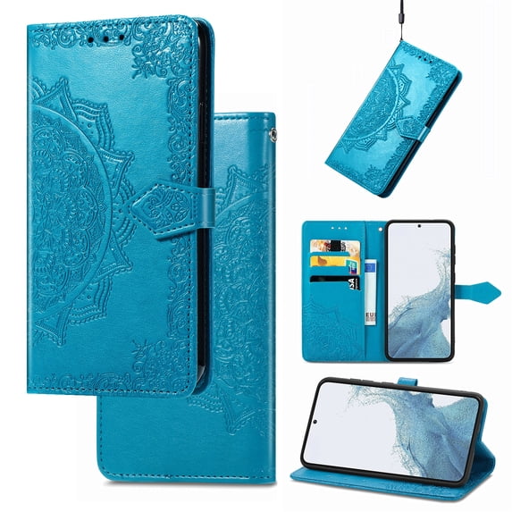 Stylish Wallet Case for Motorola Moto G Stylus 5G 2025, Floral Embossed PU Leather Magnetic Closure Kickstand Card Slots Wrist Strap Phone Cover for Motorola Moto G Stylus 5G 2025, Blue