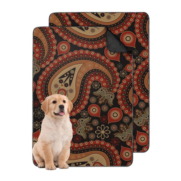 Stylish Washable Pee Pads for Dogs, 24" x35" Paisley Print Reusable & Non-Slip Potty Training Pads.