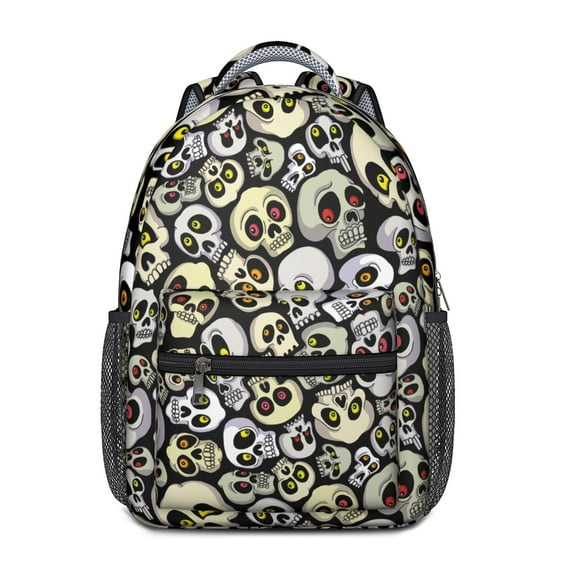 Stylish Waterproof Backpack for Teens - Skull & Mandala Design with Breathable Padded Straps & Spinal Support