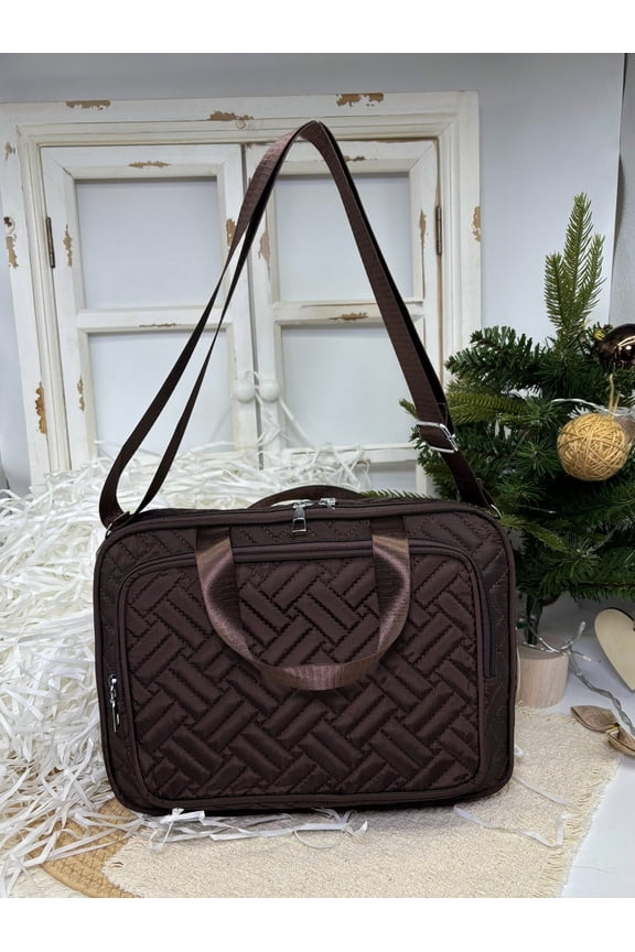 Stylish Weave Rhombus Bible Case with Handle, Bible Carrying Case Adjustable Shoulder Strap with Zippered Pockets