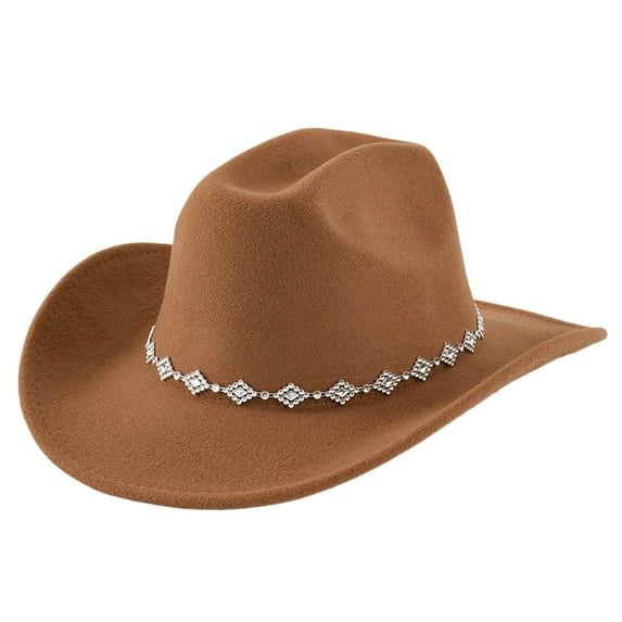 Stylish Western Cowboy Hat Bohemian Fedora for Men and Women with Rhinestone for Casual and Event Wear Fashion Accessory