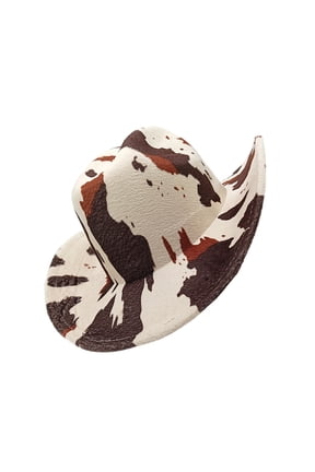 Stylish Western Fedoras Hat with Pattern Wide Brims Top Hat Great for Music Festival and Masquerades Party