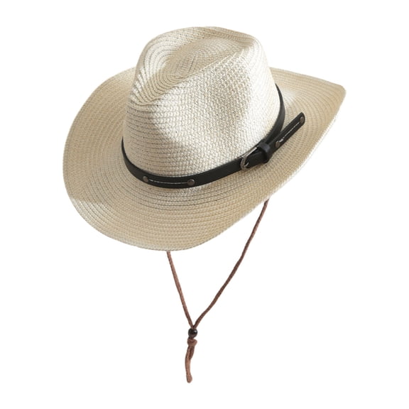 Stylish Western Styles Straw Hat Adjustable Sun Hat for Festival Beach Vacations