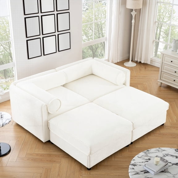 Modern Minimalist Chenille 2-Seater Sofa 85cm with Hidden Storage