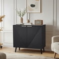 thumbnail image 1 of Stylish White Fluted Sideboard Cabinet with Adjustable Shelves & Multifunctional Wooden Accent Cabinet with Doors, Buffet Storage for Living Room, Dining Room, Entryway ,White/Black, 1 of 7