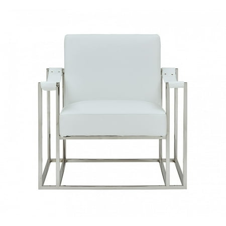 Stylish White Leatherette And Steel Chair