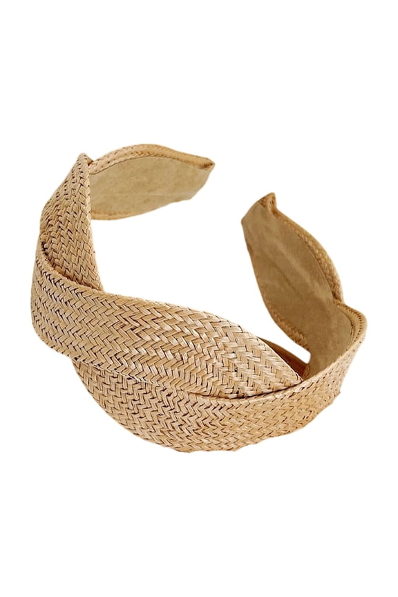 Stylish Wide Brimmed Straw Headband Soft Braided Hair Accessory Neutral Colors Suitable For Parties Beach Weddings