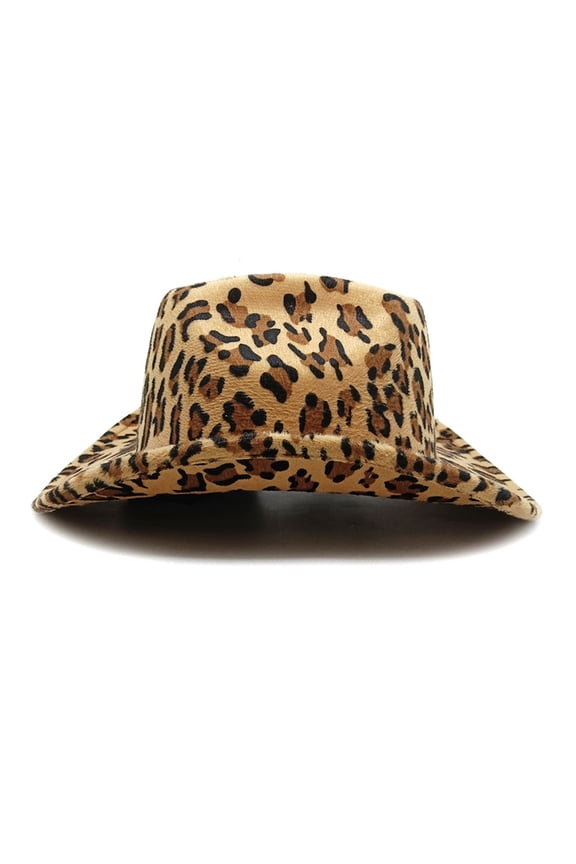 Stylish Wide Brims Hat Fedoras Hat with Leopard Pattern for Various Outfit