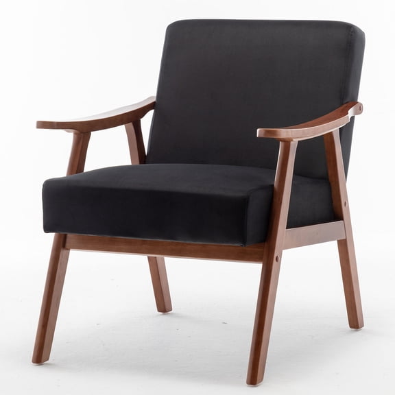 Stylish Wingback Chair Solid Wood Frame Plush Velvet Cushions Mid-Century Modern Design Indoor Lounge Chair