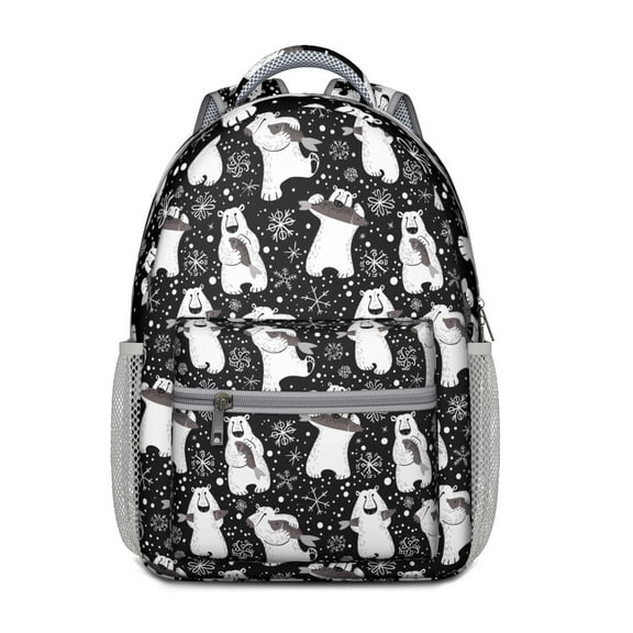 Stylish Winter Bear Backpack - Waterproof School Bag with Hunting Wild Design, Padded Straps & Organized Storage for Commuters