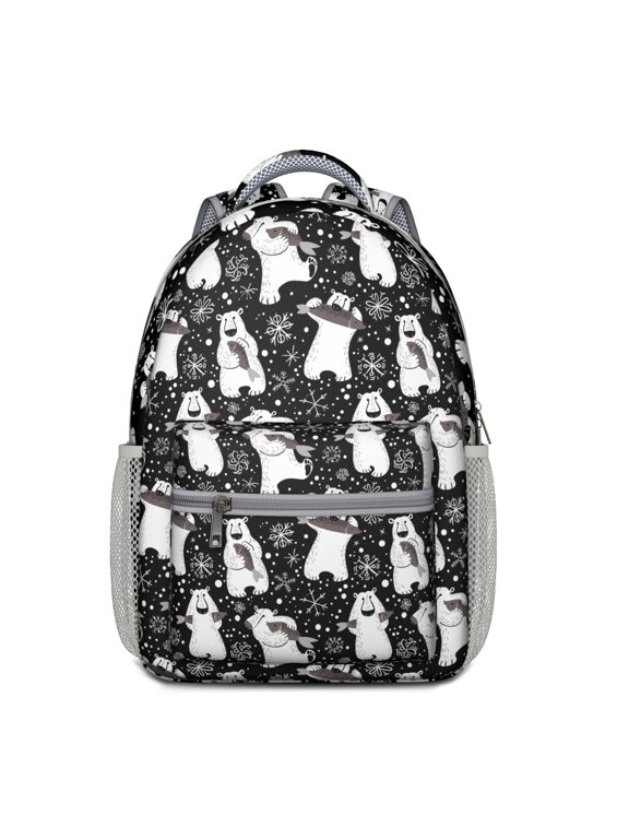 Stylish Winter Bear Backpack - Waterproof School Bag with Hunting Wild Design, Padded Straps & Organized Storage for Commuters