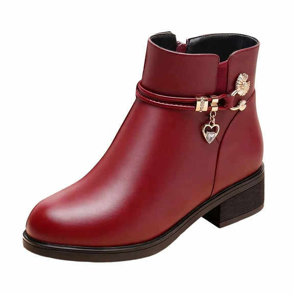 Stylish Winter Fashion Women's Ankle Boots Comfortable Mid Heel Leather Booties Glitter Design