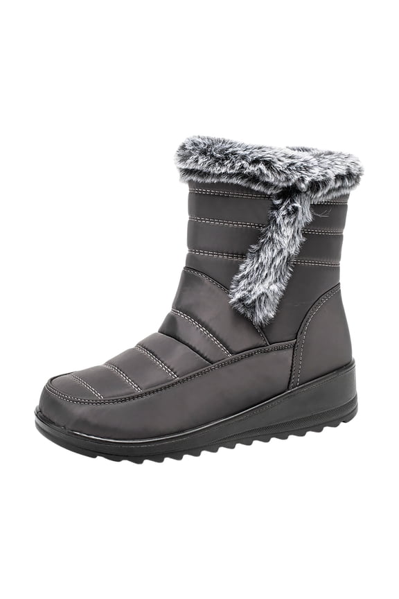 Women's Boots Fashion Couple Winter Zipper Comfortable Mid Boots for Men and Women to Keep Warm 10 Grey