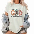 thumbnail image 1 of Stylish "With God All Things Are Possible" Religious - Inspired Tops for Women Charming Graphic Tees Featuring Floral And Text Design Fashionable Short Sleeve Casual Tops, 1 of 5
