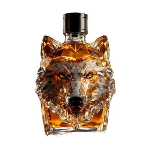 Stylish Wolf Head Whiskey Decanter Elegant Clear Glass Liquor Bottle for Spirits Malt Whiskey Gin Cocktail Ideal for Home Bar Party Display