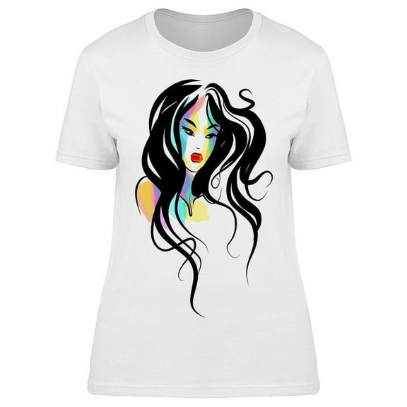 Stylish Woman Hand Drawn T-Shirt Women -Image by Shutterstock, Female Large