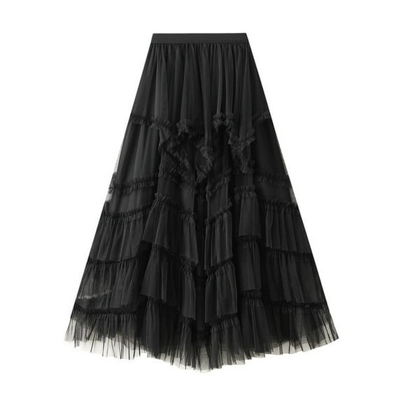 Stylish Women'S High Waist A-Line Layered Skirt With Mesh Design For Versatile Everyday Casual Wear