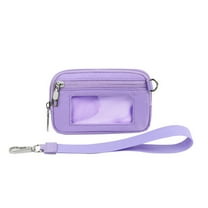 Stylish Women Wristlet Cosmetic Bag with Secure Zip Closure and Convenient ID Window for Daily