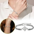 thumbnail image 1 of Stylish Women's Bracelet with Zircon and - Adjustable Silver Jewelry Layered Pendant and Lettering Design for Modern Fashion, 1 of 8