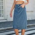 thumbnail image 1 of Stylish Women's Casual Denim A-Line Skirt with High Waist Design and Pockets for Everyday Wear and Outings, 1 of 7