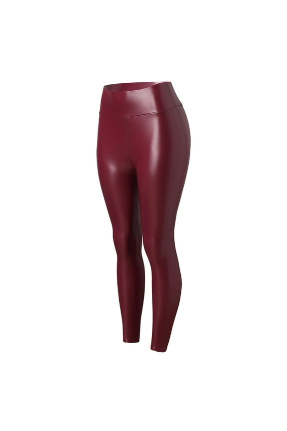Stylish Women's Casual Pants High Waisted Stretchy Leggings Leather Comfortable Fit for Everyday Wear and Active