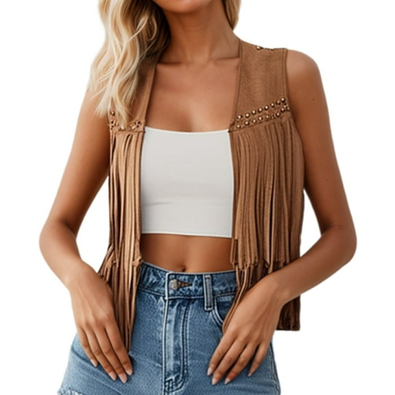 Stylish Women's Casual Sleeveless Jackets With Fringe For All Seasons For Everyday Wear And Pairing With Jeans Easy To Clean And Maintain