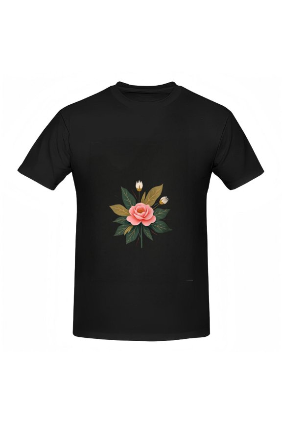 Stylish Women's Cotton Short Sleeve T-Shirt and Green Leaves - Floral Tee Top for Casual Wear