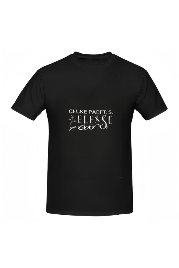Stylish Women's Cotton Short Sleeve T-Shirt with Bold ' CLUKEPAIT ' Text & Flowing ' EILESE LAO ' Script Featuring Tree Branch Graphic