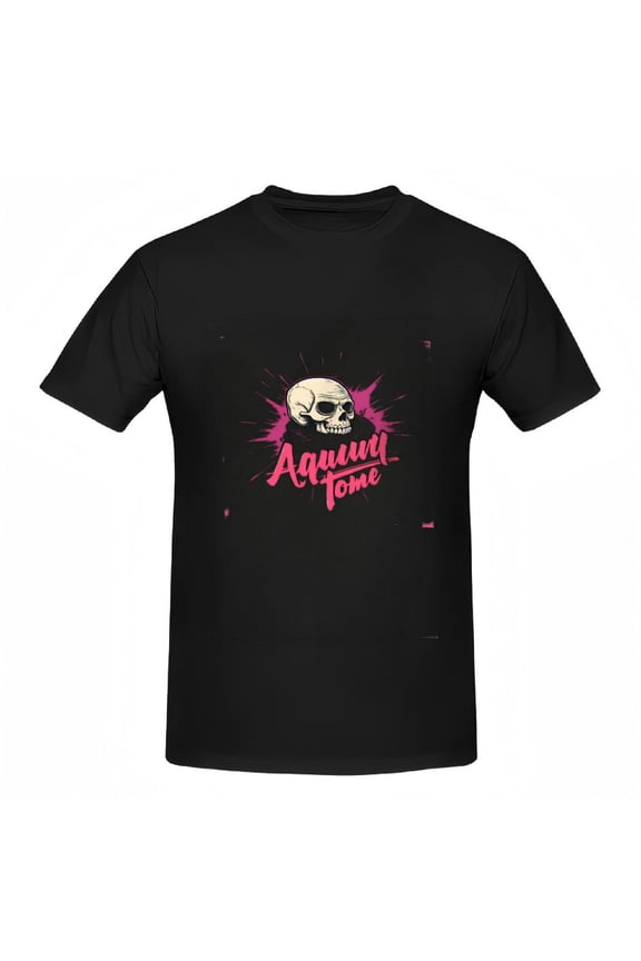 Stylish Women's Cotton Short Sleeve T-Shirt with Graphic Skull Design & Pink Splashes - Trendy Tee Top for Casual Wear