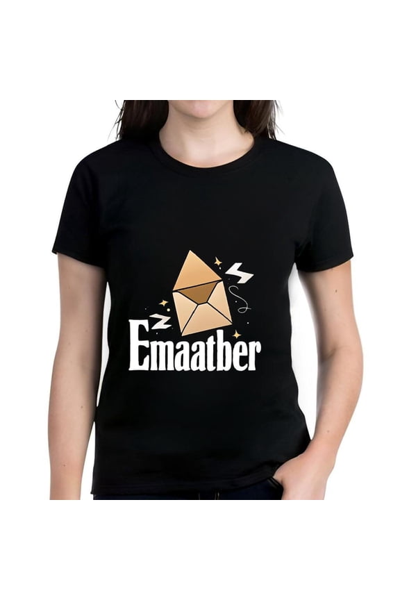 Stylish Women's Cotton Short Sleeve T-Shirt with Playful Envelope Graphic Zigzag Pattern Stars & Arrows - Emaatber Design
