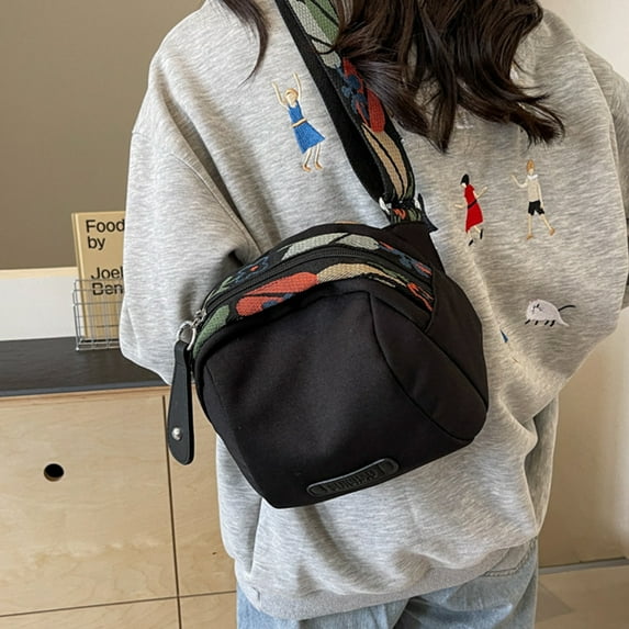 Stylish Women's Crossbody Bag Versatile Spring Summer Shoulder Shell Bag with Adjustable Straps Canvas Lightweight for Casual Daily Use, Black