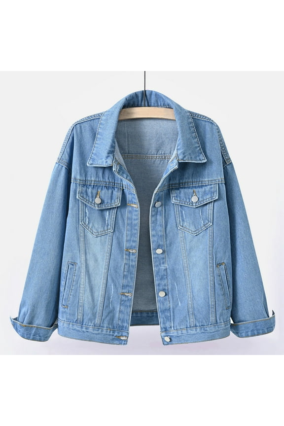 Stylish Women's Denim Jackets for Casual and Wear with Classic Collar Button Details and Pockets Waste Jacket Womens Designer Denim Jacket with Tons of Pockets Denim Tunic for Women Oversize