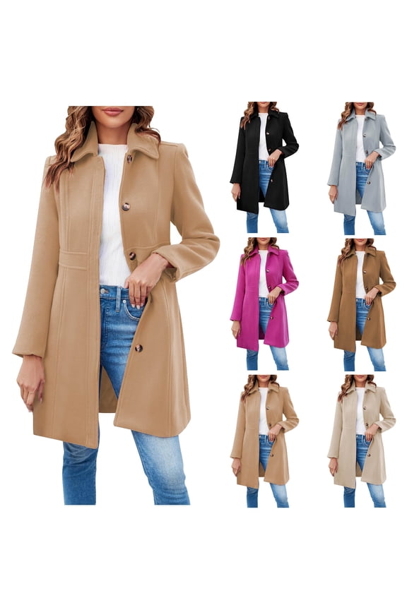 Stylish Women's Elegant Single Breasted Long Sleeve Lapel Winter Coat for Formal Events, Winter Occasions, and Christmas Celebrations,Black,XL